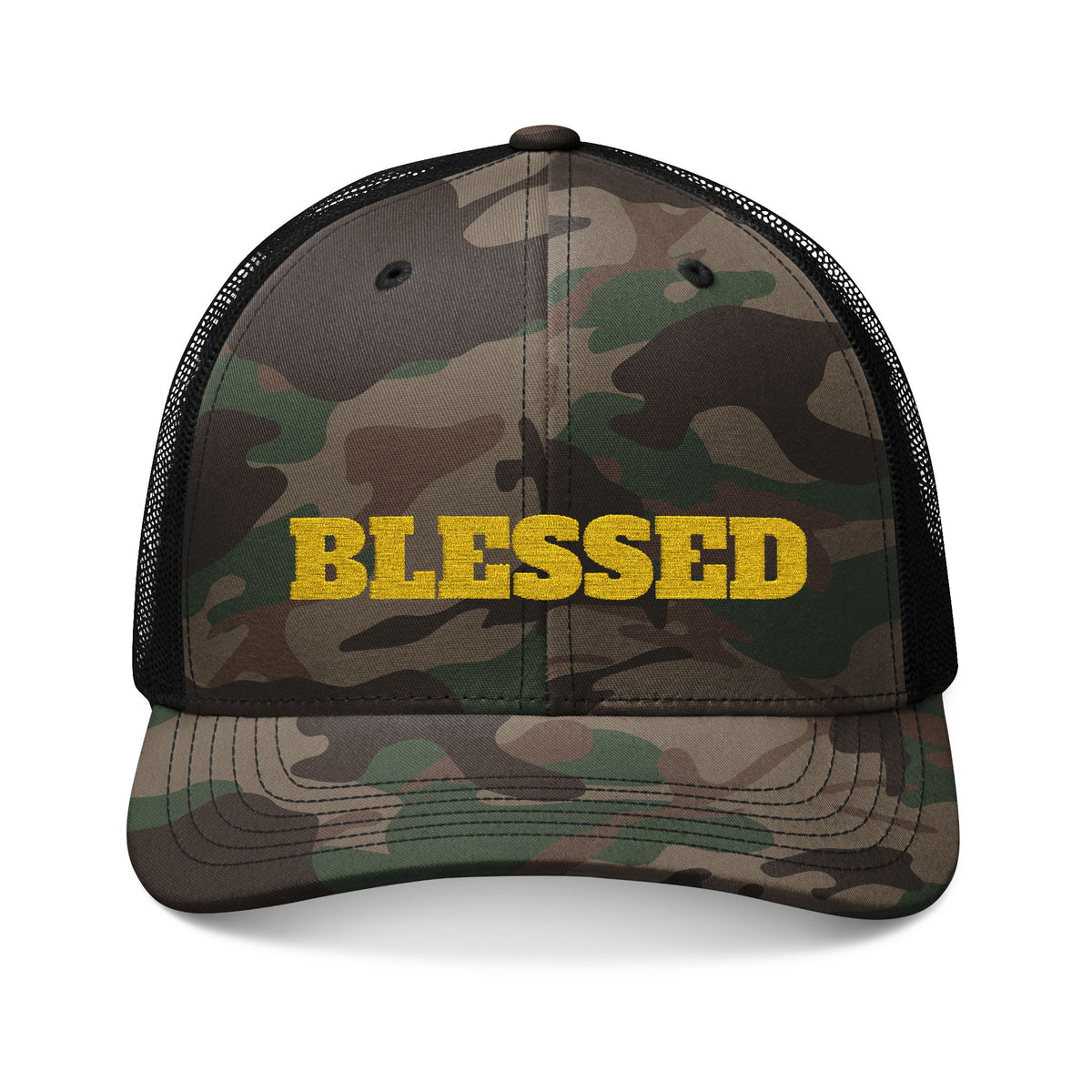 BLESSED - Embroidered Camouflage Trucker Hat